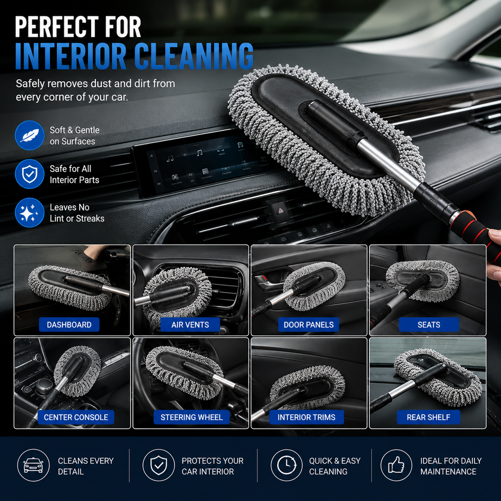 Microfiber Car Duster - Scratch-Free Extendable Handle