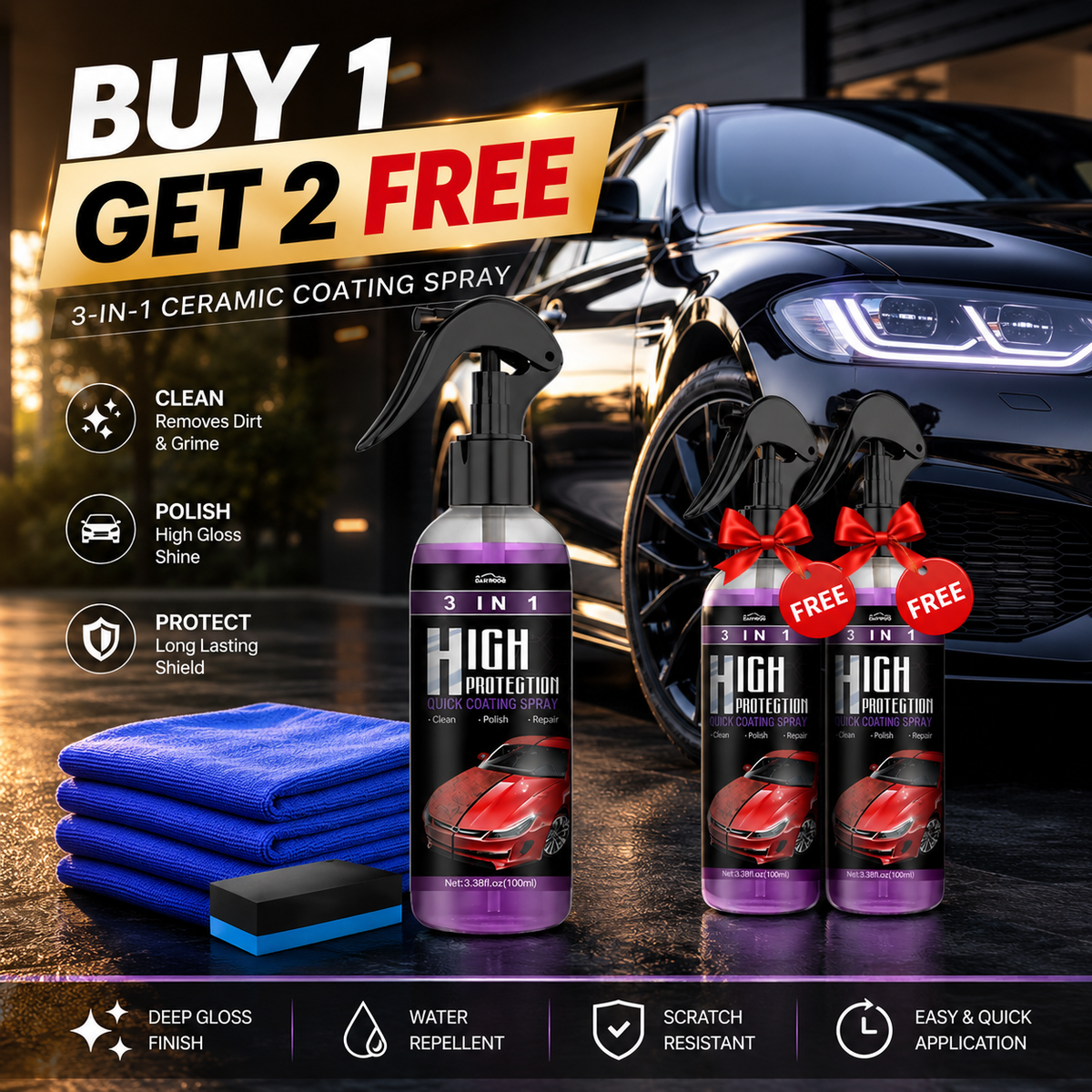 Ceramic Car Coating Spray - Mirror Shine in Minutes