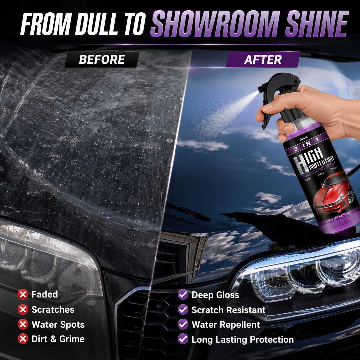 Ceramic Car Coating Spray - Mirror Shine in Minutes
