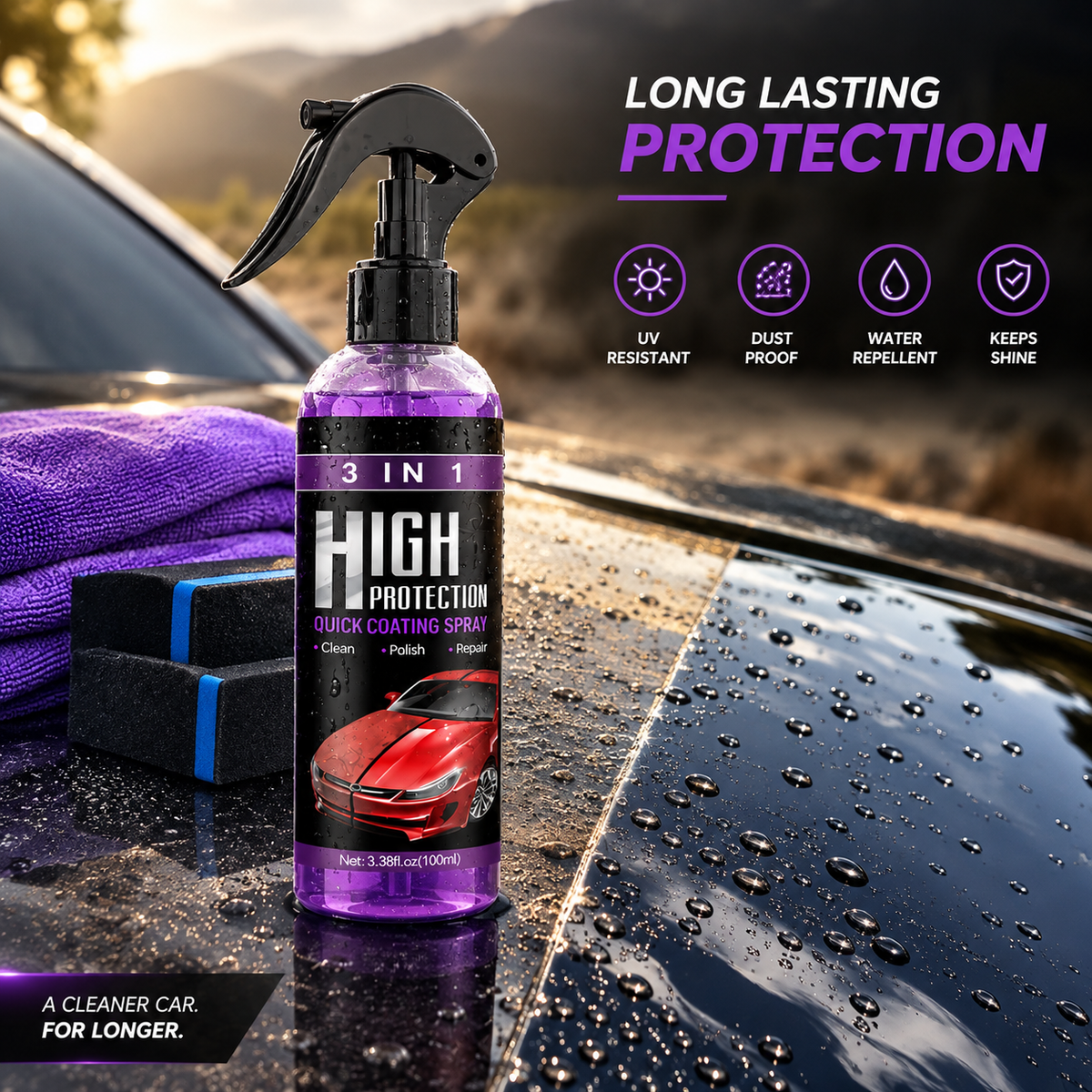 Ceramic Car Coating Spray - Mirror Shine in Minutes