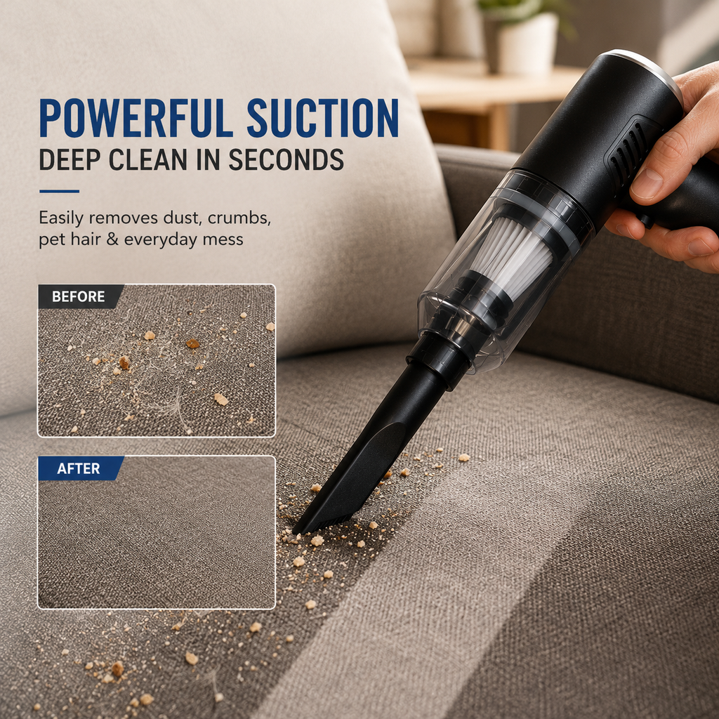 Portable Cordless Handheld Vacuum - Clean Tight Spaces Easily