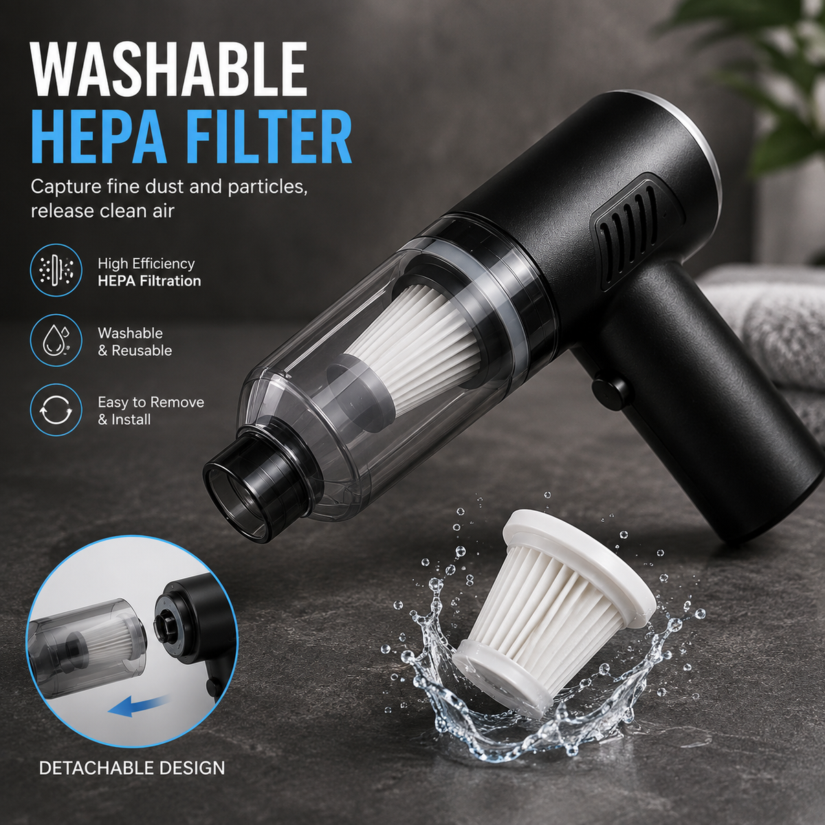 Portable Cordless Handheld Vacuum - Clean Tight Spaces Easily