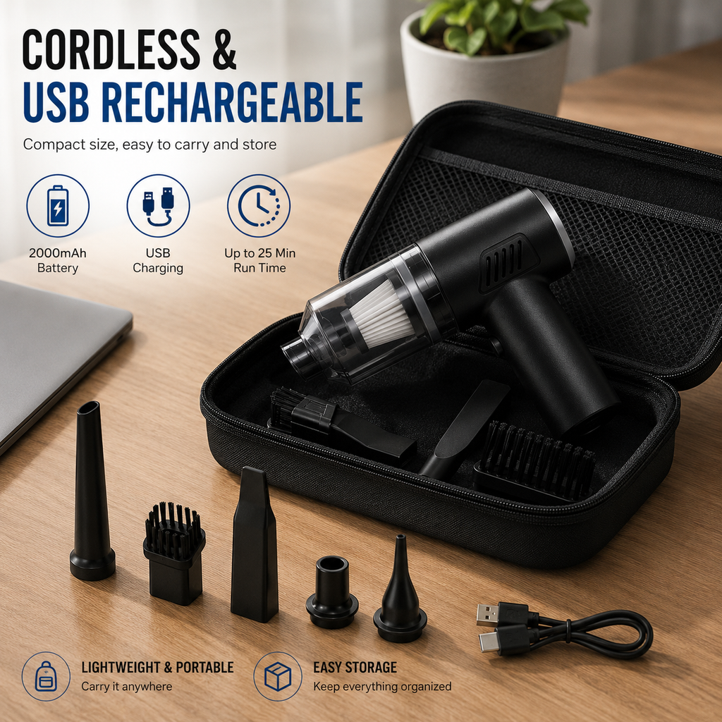 Portable Cordless Handheld Vacuum - Clean Tight Spaces Easily